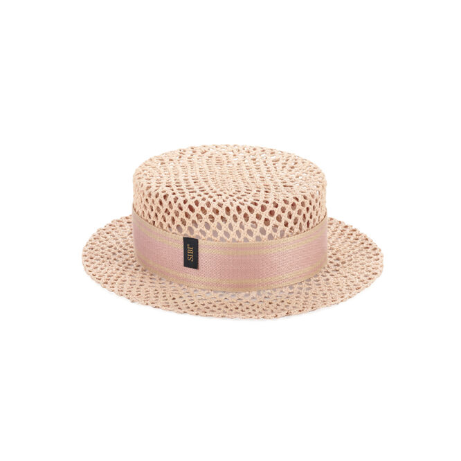 Paper Straw Pink Boater Hat