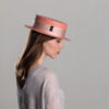 Pink straw boater hat