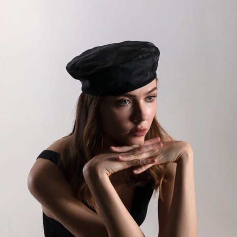 Black jaqcuard french beret