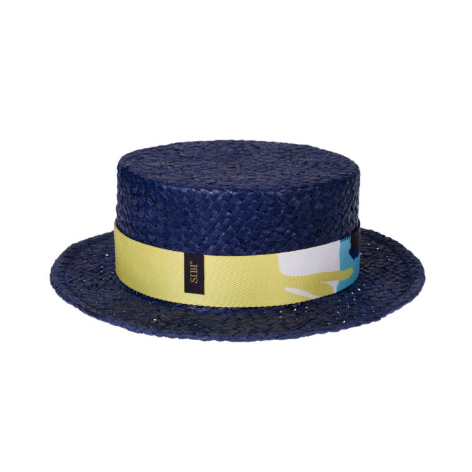 BLUE PICASSO STRAW BOATER HAT