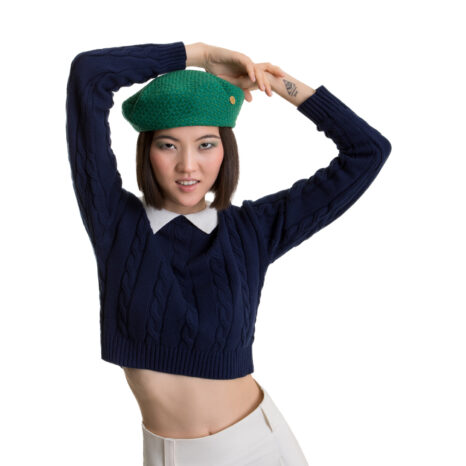 DIANA GREEN TWEED BERET HAT