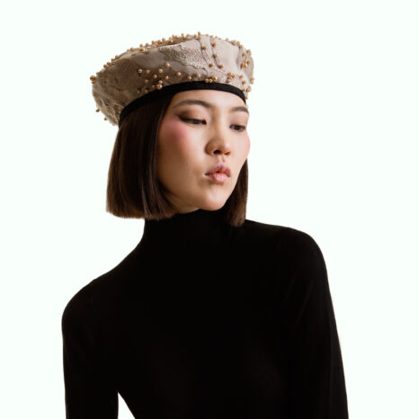 Fatima pearl embellished beret hat