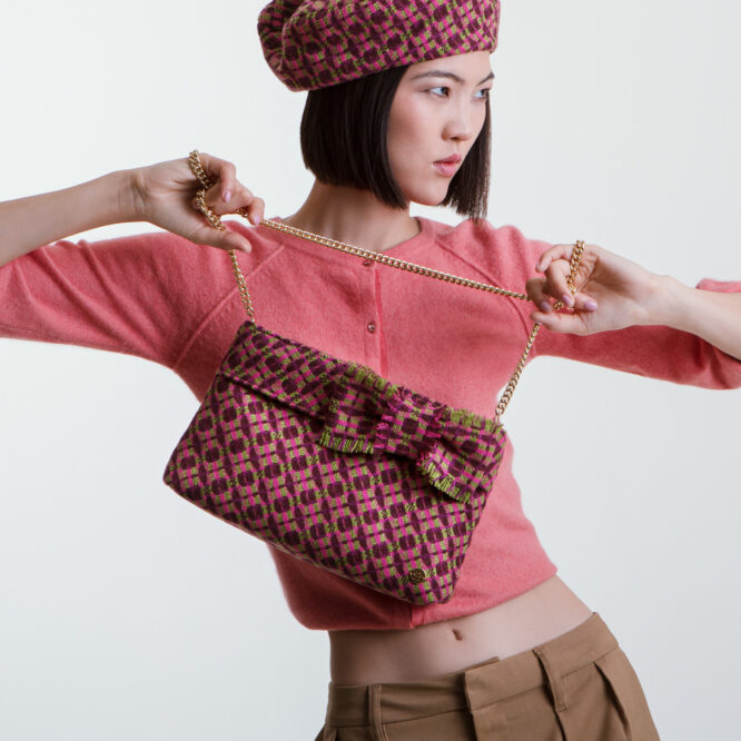 Jennifer Pink Wool Clutch Bag