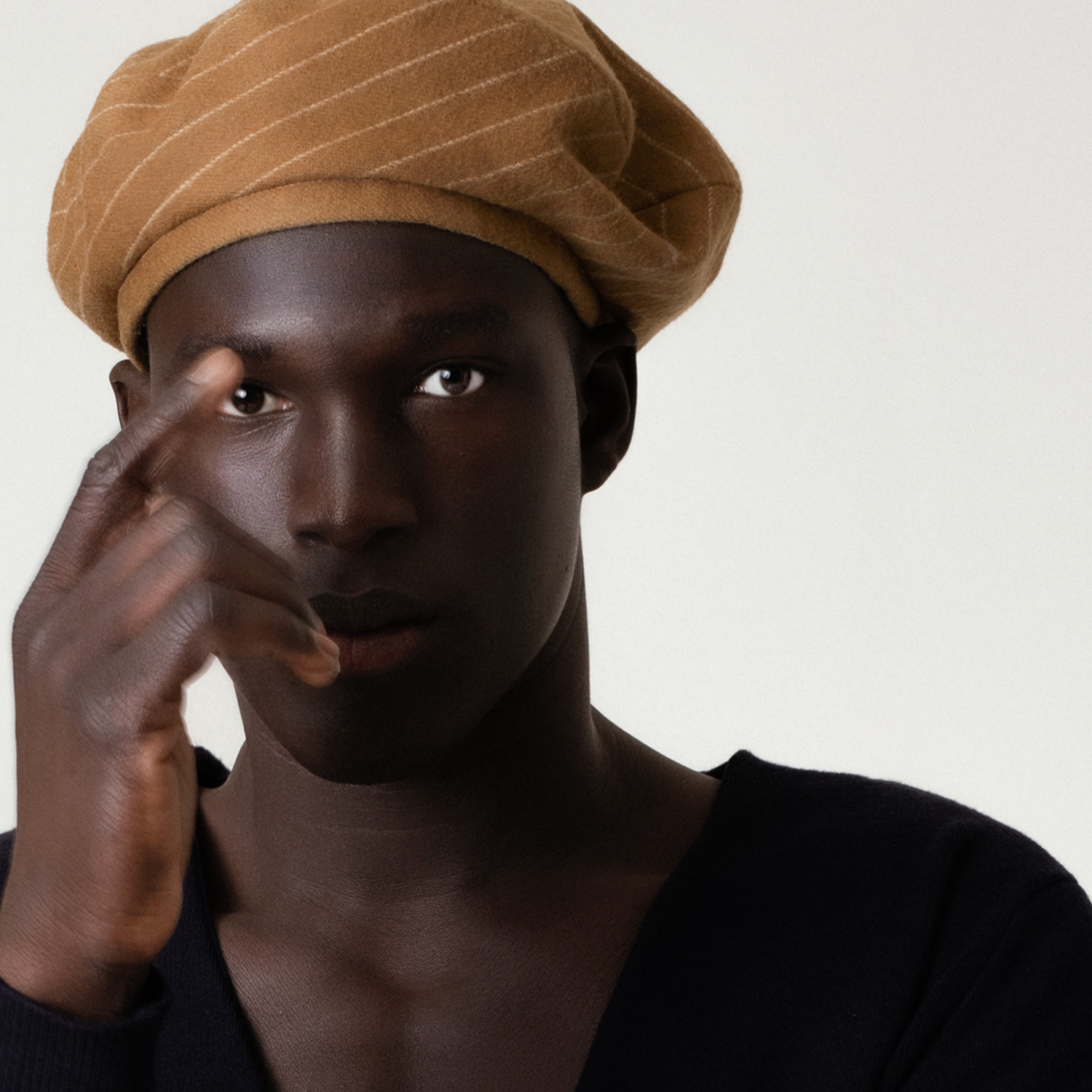 PERRY - Camel Pinstripe Wool Hat